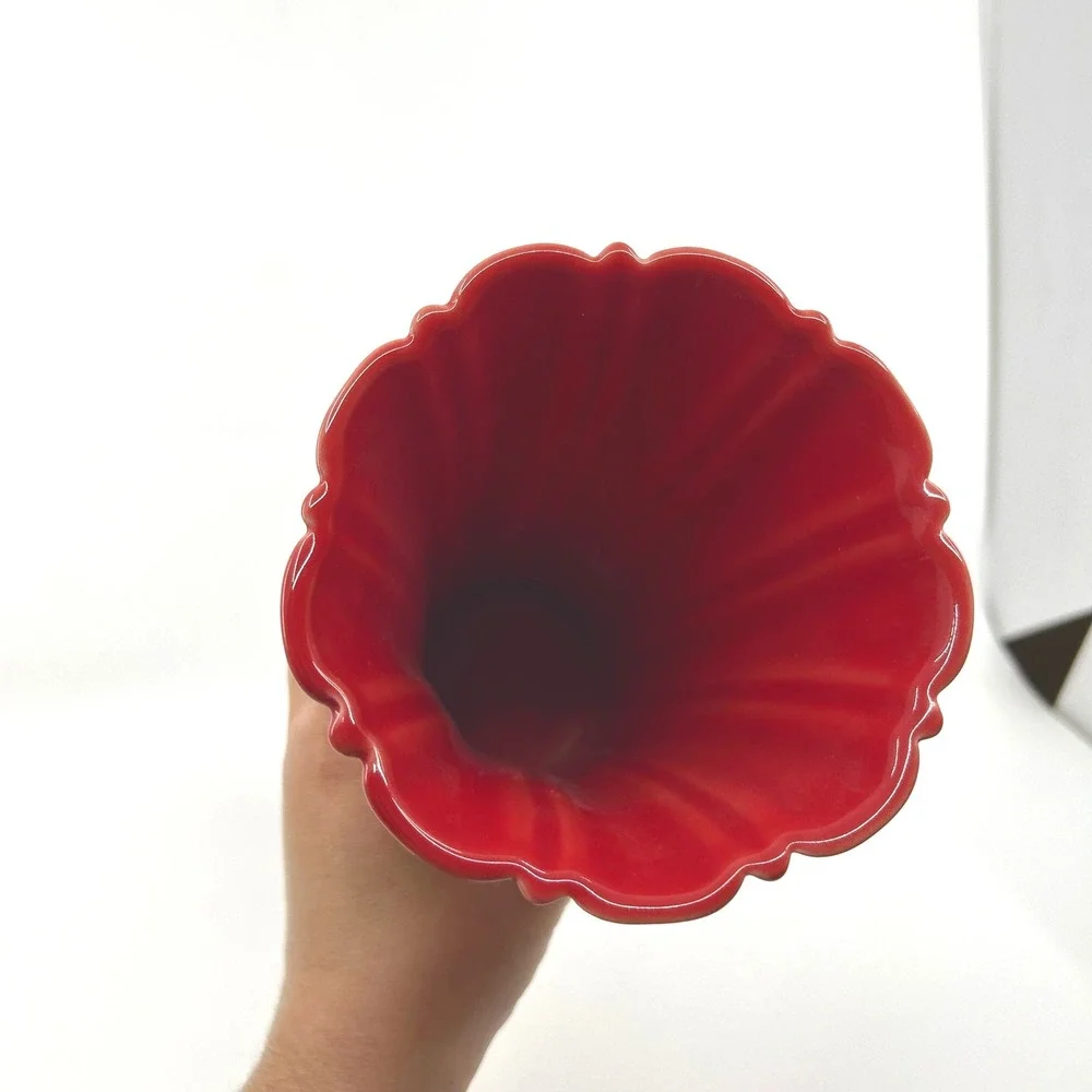 Modern Fiesta HLC Red Scarlet Art Deco Vase 9 inches Tall Medium Vase Marked